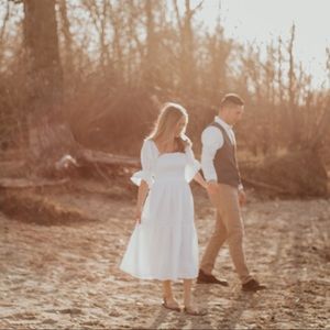 DISSH 100% Linen Smocked Dress